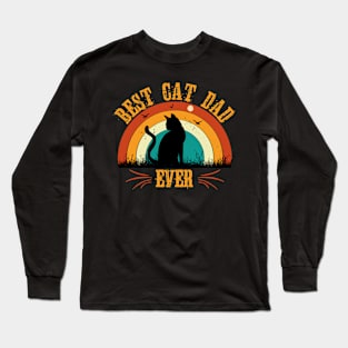 Retro BEST Cat DAD Ever Long Sleeve T-Shirt